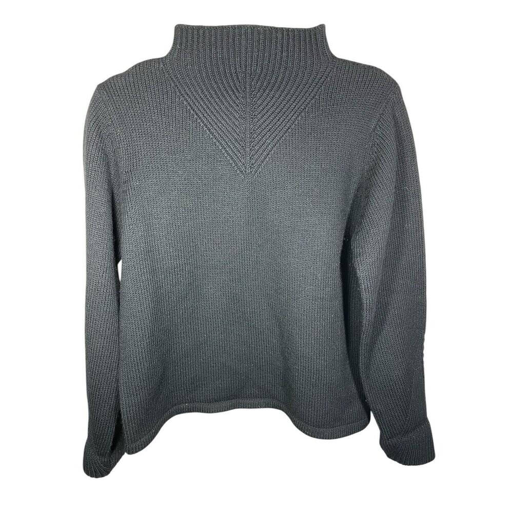 Jillian Jones Womens PL Black Textured Sweater 100% Wool Mock Neck